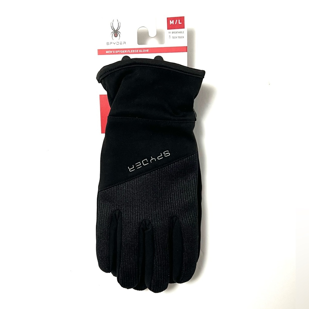 Spyder Tech Touchscreen Breathable Fleece Gloves Black Men’s Size M/L